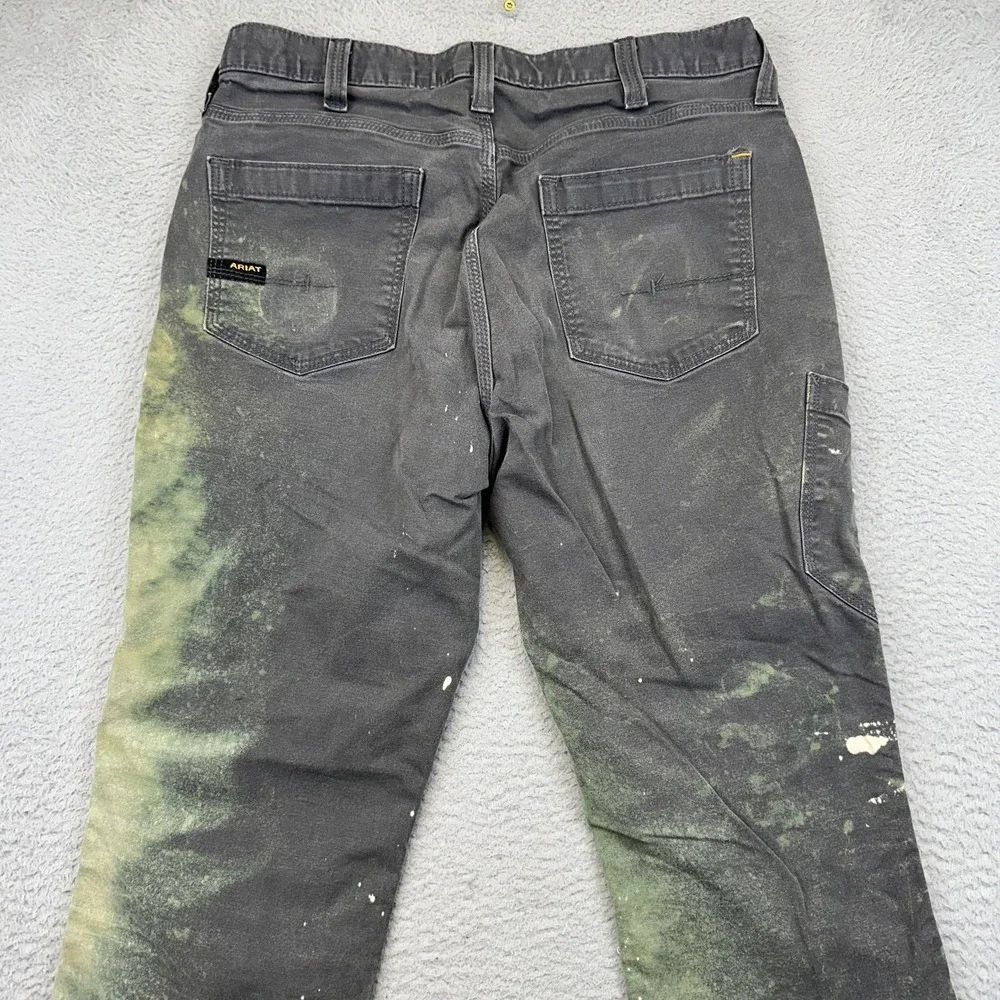 Ariat Pants Men 34x30 Gray Rebar M4 Relaxed Straight Utility Bleached Distressed